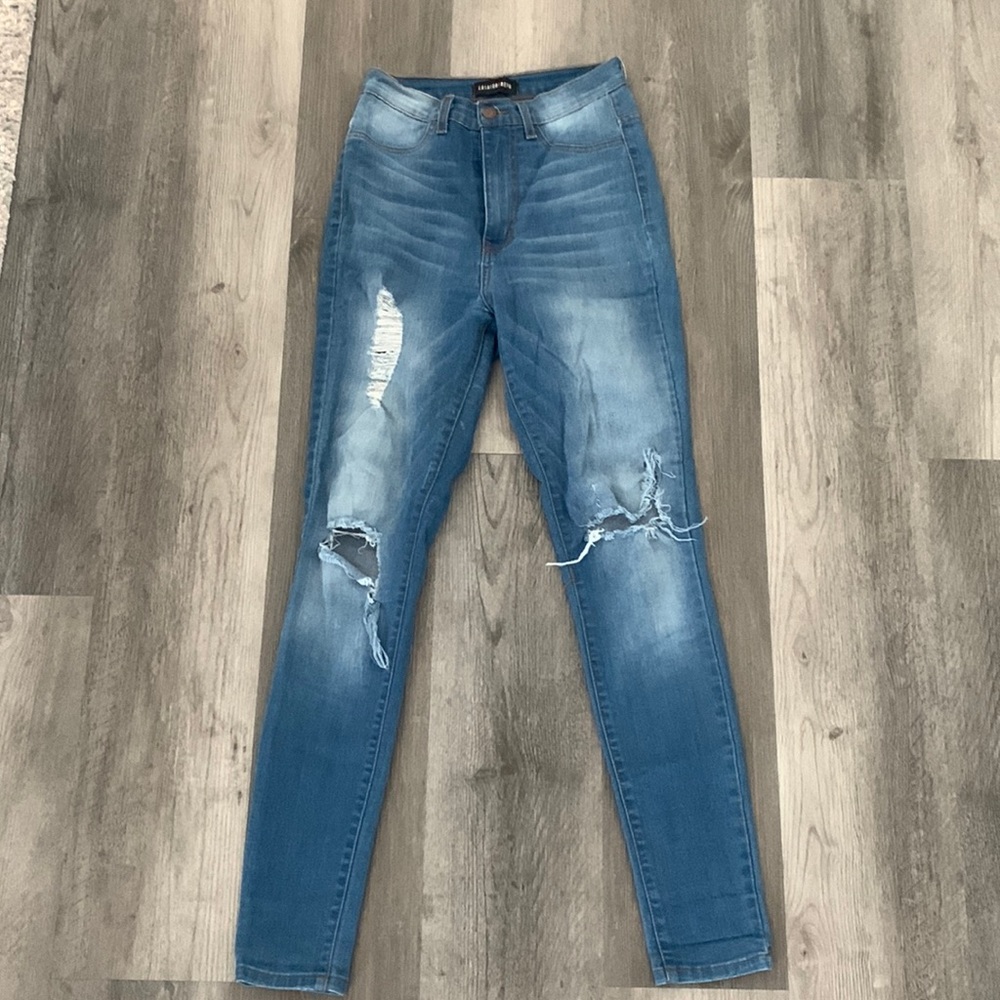 Fashion Nova High Waisted Distressed Jeans